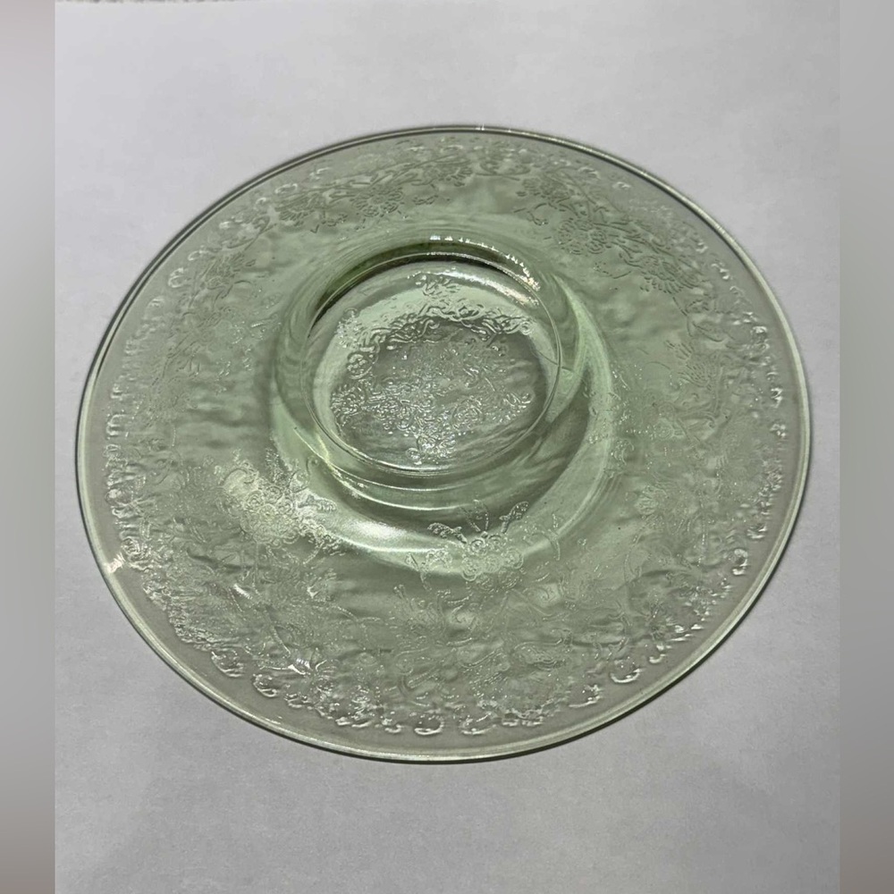 Vintage uranium Elegant Green Glass saucer dish